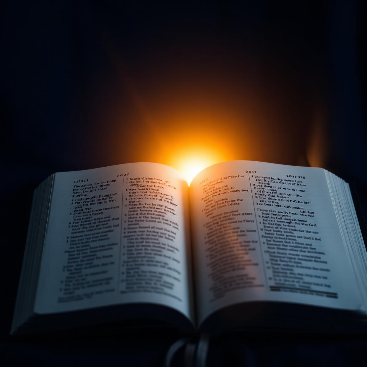 Open Bible with golden light