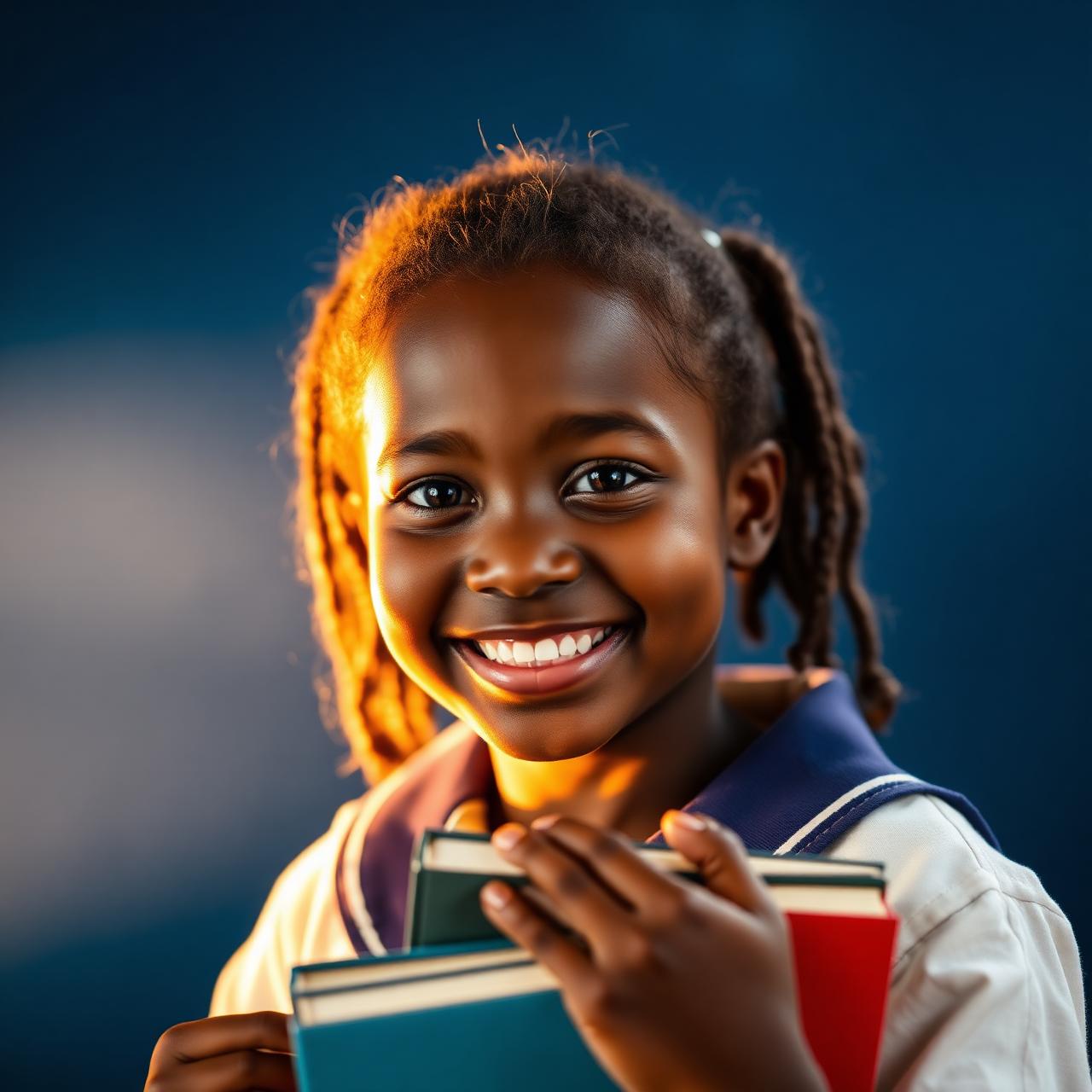 Young girl with school books